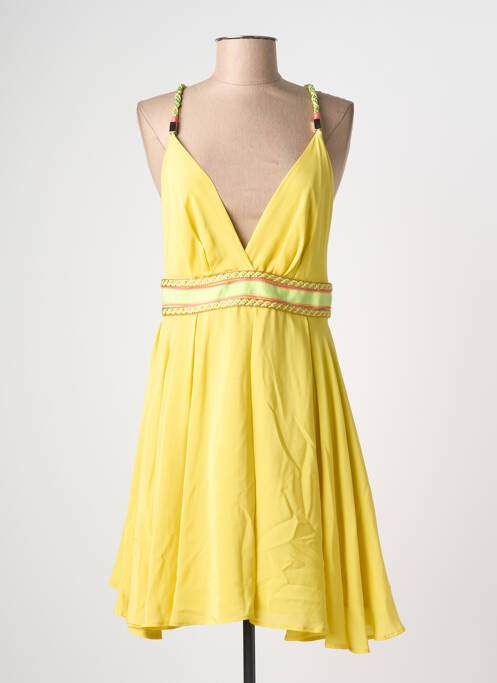 Robe mi-longue coupe fluide sans manche jaune ELLA LUNA femme