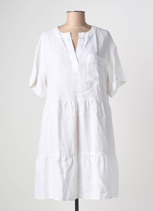 Robe mi-longue manches courtes manches courtes blanc ZYGA femme