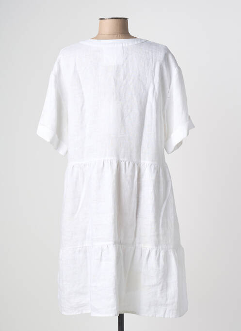 Robe mi-longue manches courtes manches courtes blanc ZYGA femme