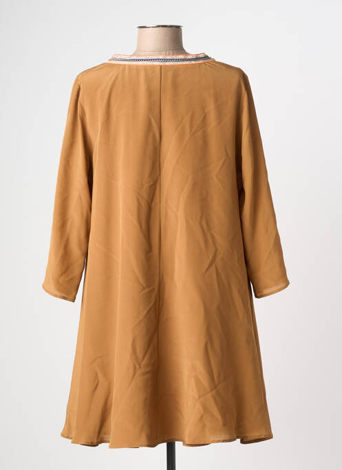 Robe courte manches 3/4 manches 3/4 marron ELLA LUNA femme