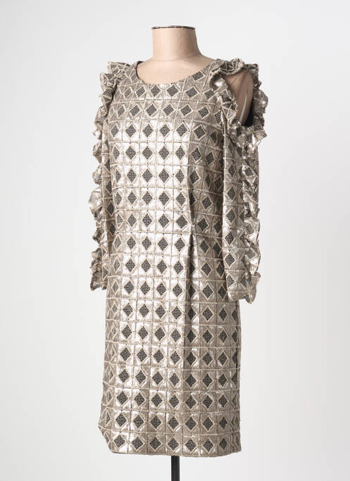 Robe mi-longue beige INTROPIA femme