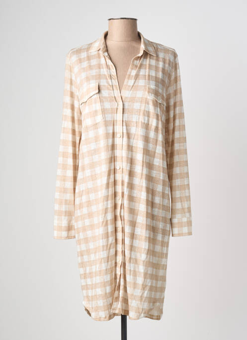 Robe mi-longue beige MAJESTIC FILATURES femme