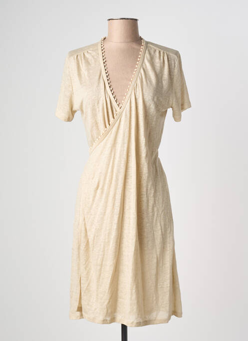Robe mi-longue beige MAJESTIC FILATURES femme