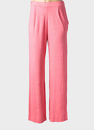 Pantalon droit taille élastique taille normale rose MAJESTIC FILATURES femme