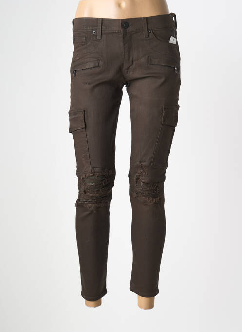 Pantalon slim stretch taille normale marron HUDSON femme