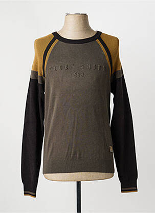 Pull maille souple et aérée manches longues vert TEDDY SMITH homme