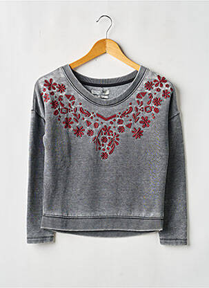 Sweat-shirt broderie manches longues gris TEDDY SMITH fille