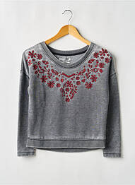 Sweat-shirt broderie manches longues gris TEDDY SMITH fille