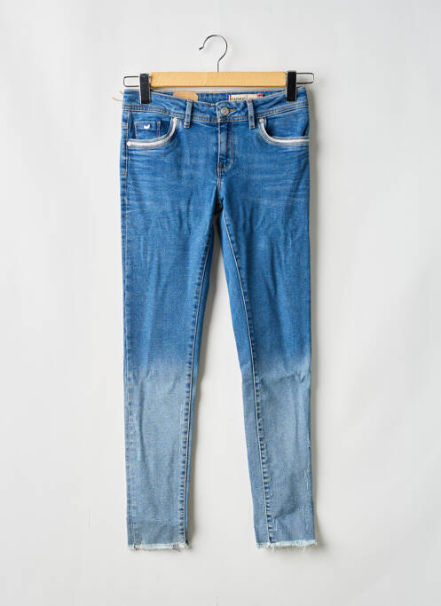 Jeans coupe slim fermeture zippée sous rabat boutonné bleu KAPORAL femme