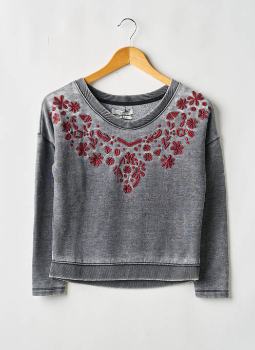 Sweat-shirt broderie manches longues gris TEDDY SMITH fille