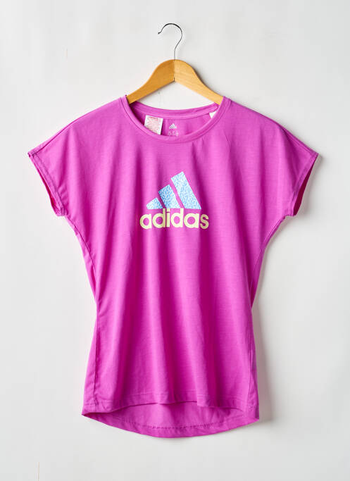 T-shirt coupe droite manches courtes violet ADIDAS fille