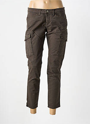 Pantalon 7/8 fermeture zippée sous rabat boutonné marron TEDDY SMITH femme