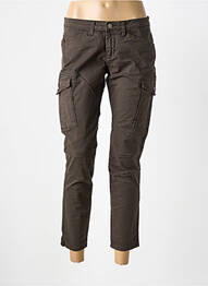 Pantalon 7/8 fermeture zippée sous rabat boutonné marron TEDDY SMITH femme