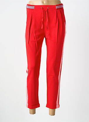 Pantalon 7/8 taille élastique rouge TEDDY SMITH femme