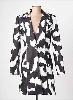 Manteau long coupe cintrée sans capuche noir JOLIFLY & JUSTINE Y femme