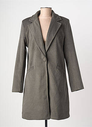 Manteau long coupe cintrée sans capuche vert JOLIFLY & JUSTINE Y femme
