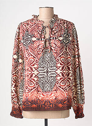 Blouse tissage popeline manches longues rouge CHARLIOR femme