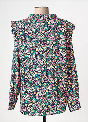 Blouse imprimé fleurs manches longues bleu KILKY femme