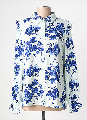 Chemisier imprimé fleurs manches longues bleu GRACIA femme