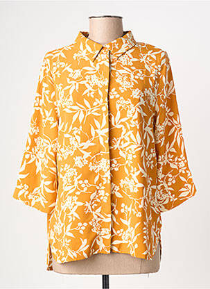 Chemisier imprimé fleurs manches 3/4 jaune AKOZ DE TOI femme