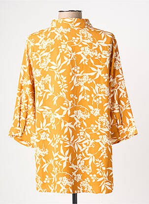 Chemisier imprimé fleurs manches 3/4 jaune AKOZ DE TOI femme