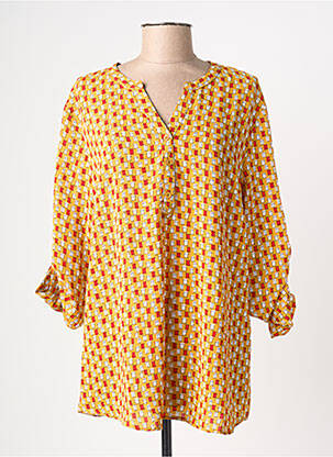 Tunique manches longues tissage crêpe jaune CHRISTY femme