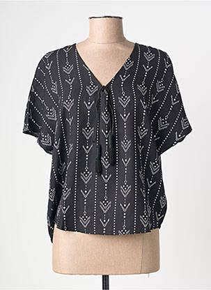 Blouse imprimé fantaisie manches courtes noir MISS K femme