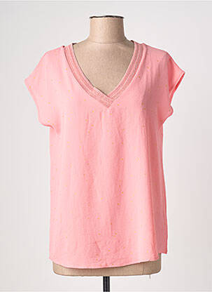 Top coupe fluide manches courtes rose V.CODE femme