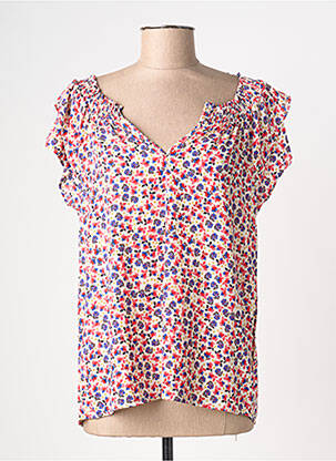 Blouse imprimé fleurs manches courtes rouge EMMA ELLA femme