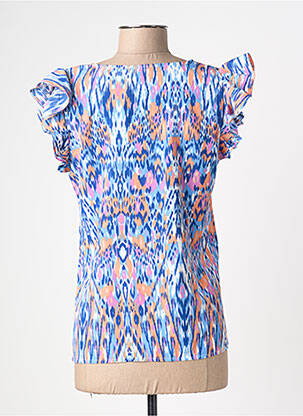 Blouse imprimé fantaisie manches courtes bleu AKOZ DE TOI femme