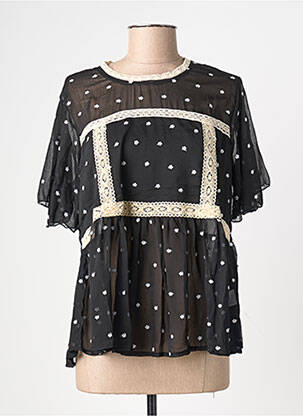 Blouse légère et transparente manches courtes noir MELYA MELODY femme