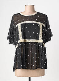Blouse légère et transparente manches courtes noir MELYA MELODY femme