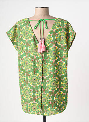 Blouse imprimé fleurs manches courtes vert SARAH JOHN femme