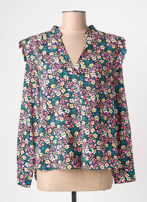 Blouse tissage popeline manches longues bleu KILKY femme