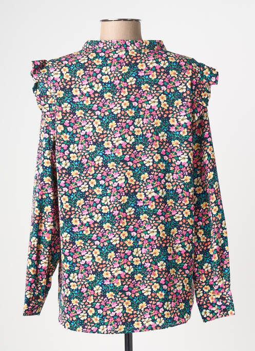 Blouse tissage popeline manches longues bleu KILKY femme