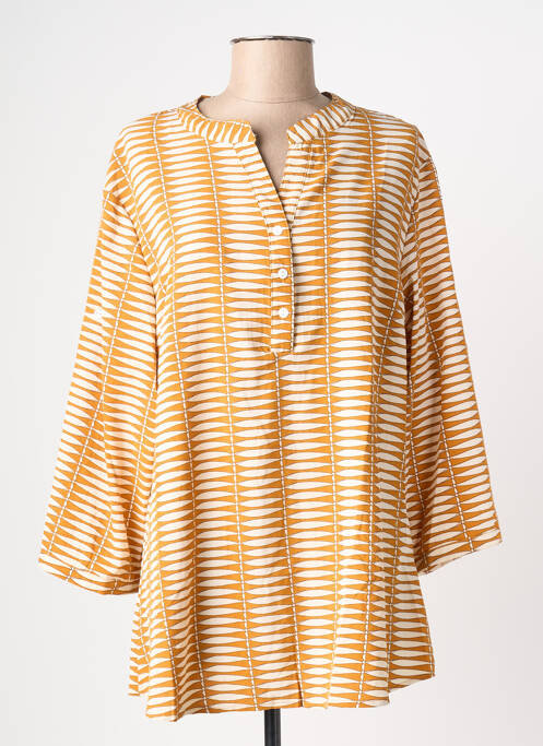 Tunique manches longues fermeture boutonnée sur le devant jaune CHRISTY femme