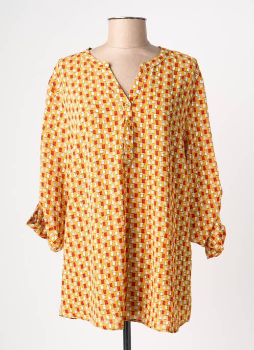 Tunique manches longues tissage crêpe jaune CHRISTY femme