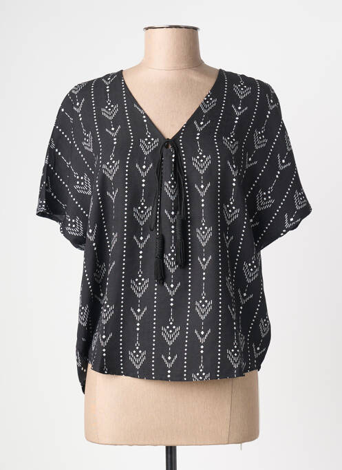 Blouse imprimé fantaisie manches courtes noir MISS K femme
