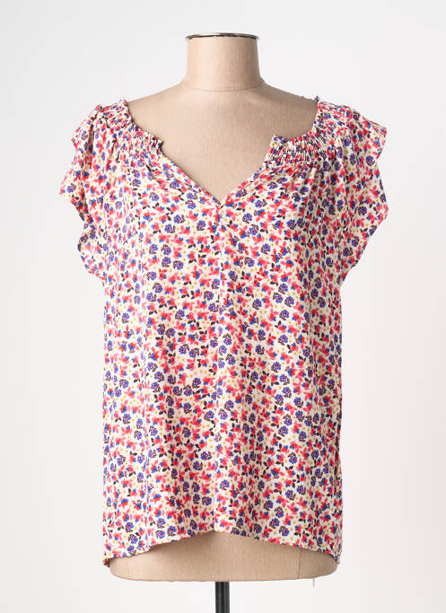 Blouse imprimé fleurs manches courtes rouge EMMA ELLA femme