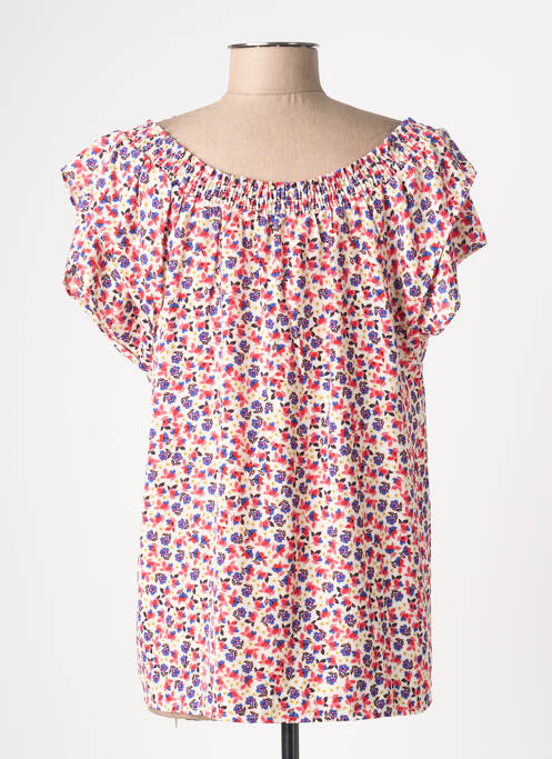 Blouse imprimé fleurs manches courtes rouge EMMA ELLA femme