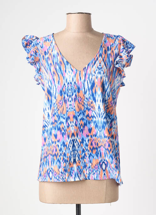Blouse manches courtes manches courtes bleu AKOZ DE TOI femme