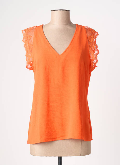 Blouse manches courtes manches courtes orange AKOZ DE TOI femme