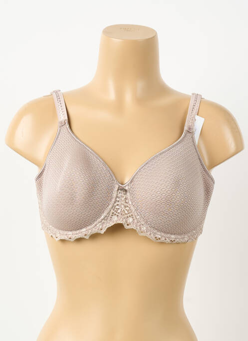 Soutien-gorge effet matière satinée haut soutien-gorge moulé gris EMPREINTE femme