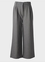 Pantalon large fermeture zippée sous rabat boutonné taille normale gris LOSAN femme