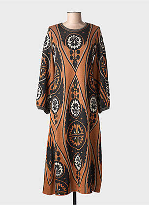 Robe longue manches longues manches longues marron MEISÏE femme