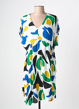 Robe courte coupe évasée manches courtes blanc LES TROPEZIENNES PAR M.BELARBI femme