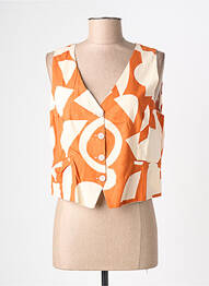 Gilet sans manche fermeture boutonnée sur le devant orange COMPAÑIA FANTASTICA femme