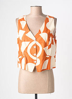 Gilet sans manche fermeture boutonnée sur le devant orange COMPAÑIA FANTASTICA femme