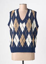 Pull col v sans manche bleu IT HIPPIE femme