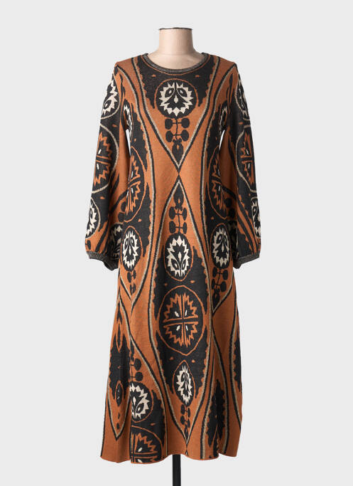 Robe longue manches longues manches longues marron MEISÏE femme